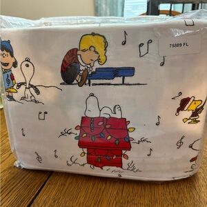 Peanuts Snoopy Christmas Caroling Portuguese Flannel Sheet Set FULL New!